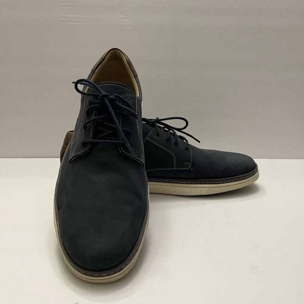 Johnston & Murphy McGuffey Plain Toe Navy Oiled‎ Full Grain Men's Shoe 10.5